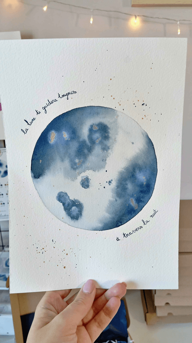 Lune bleue avec message d'espoir